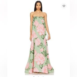 L’IDEE COSTIERA DRESS : Elegant Strapless Floral Gown